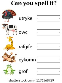 Can you spell it animal sheets illustration