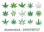Canabis or cannabis marijuana symbol vector set collection