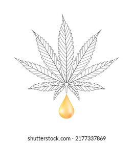 Diseño de hoja de Canabis con gota