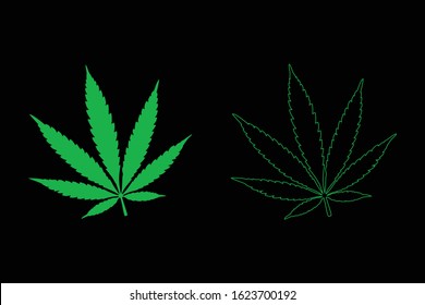 Canabis leaf vector illustration with black background
