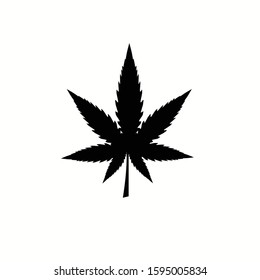 Canabis leaf vector illustration isolated. Black & White Concept.