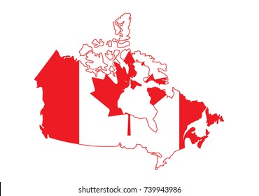 Canad Map with flag isolated on white background