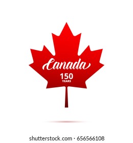 Canada 150th anniversary logo. Maple Leaf with typography. Canada 150 Years anniversary.