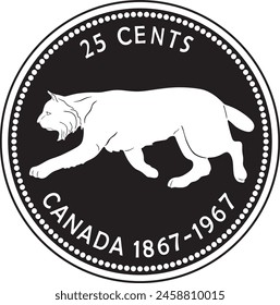 Canada 25 cents coin vector design handmade silhouette.