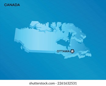 Mapa isométrico de Canadá 3D con el diseño de la ilustración vectorial de Mark Ottawa