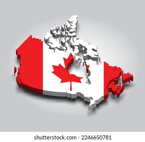 Canada 3d map with flag