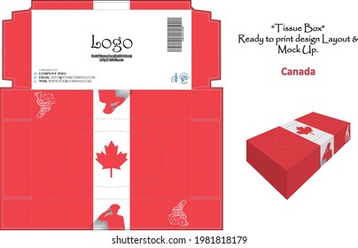 Canada - 3d Mockup tissue box Design concept national flag - ready to print vector.