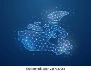Canada 3d symbol in low poly style. Canada map design concept illustration. Country map polygonal wireframe. Illustration for website design