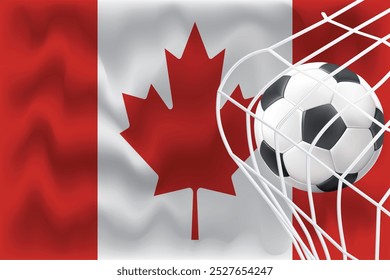 Canada 3D waving flag with Football and net, editable vector file for social media