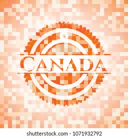  Canada abstract emblem, orange mosaic background