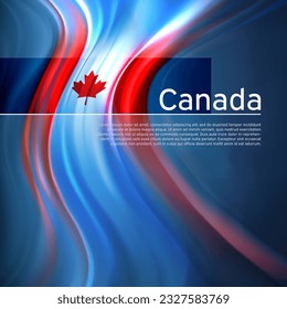 Canada abstract flag background. Blurred pattern of light colors lines of the canadian flag in the blue sky, business brochure design. State banner, canada poster, patriotic flyer, cover. Vector