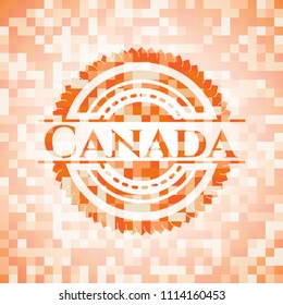 Canada abstract orange mosaic emblem with background