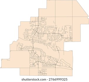 Canada Alberta CMA (Census Metropolitan Area) Okotoks Boundary and Road Vector Map