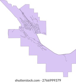 Canada Alberta CMA (Census Metropolitan Area) Canmore Boundary and Road Vector Map