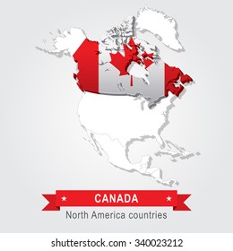 Canada. All the countries of North America. Flag version.