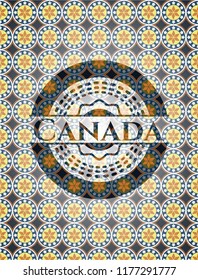 Canada arabic badge background. Arabesque decoration.