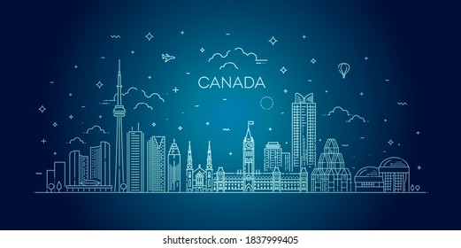 Canada architecture line skyline illustration