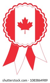 Canada Award Ribbon vector in the original national colours red and white. Representing Canada in North America.