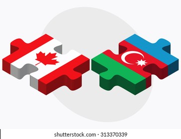 Canada and Azerbaijan Flags in puzzle  isolated on white background