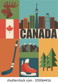 Canada background icon set