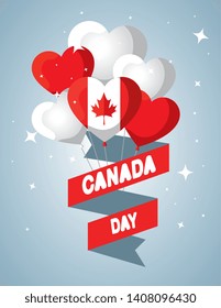 canada balloons flag with leaf and ribbon decoration to holiday