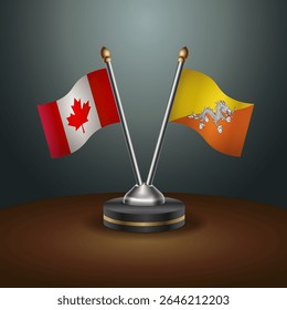 Canada and Bhutan table flags relation with gradient backgrund
