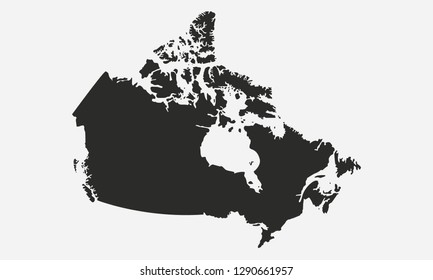 Canada black blank map. Canadian map isolated on white background. Vector illustration