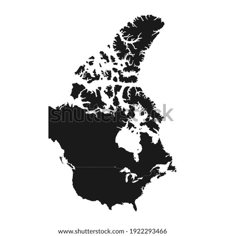Canada black map on white background