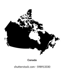 Canada black map,border with name of country