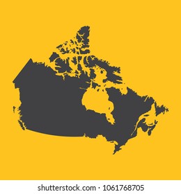 Canada black map,border on orange background. Vector illustration.