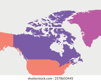 Canada blank map. High detailed political map Canada and neighboring countries