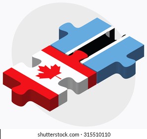 Canada and Botswana Flags in puzzle  isolated on white background
