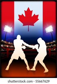 Canada Boxing Event with Stadium Background and Flag Original Illustration