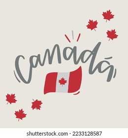 Canadá. Canadá en portugués brasileño. Letras de mano moderna. vector.
