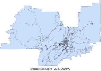 Canada British Columbia CMA (Census Metropolitan Area) Vernon Boundary and Road Vector Map