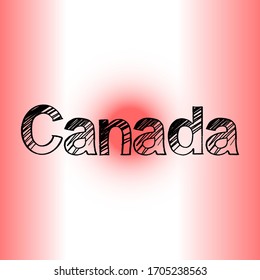 Pincel de Canadá pintado a mano con letras en fondo con bandera. Plantillas de diseño para tarjetas de felicitación, sobreimpresiones, carteles