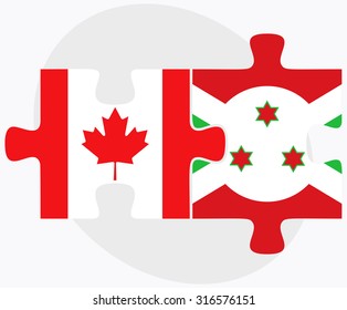 Canada and Burundi Flags in puzzle  isolated on white background 