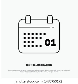 Canada, Calendar, Date, Day Line Icon Vector. Vector Icon Template background