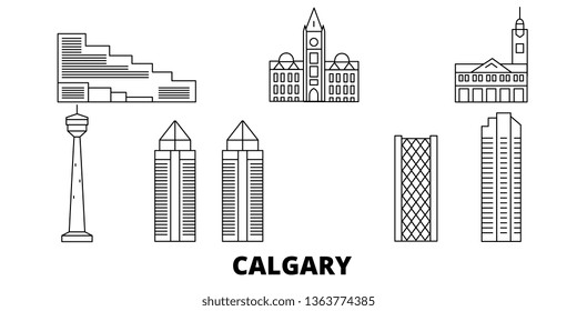 Canada, Calgary line travel skyline set. Canada, Calgary outline city vector illustration, symbol, travel sights, landmarks.