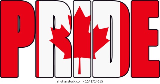 Canada Canadian Flag Country Pride Word Text Font Shaped Illustration