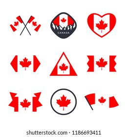 Canada, Canadian flag and red maple leaf logo design