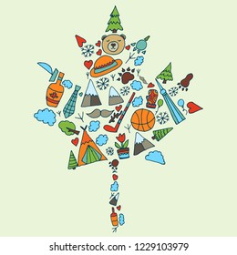 Canada. Canadian tradition vector icons. Banner about canadian culture.