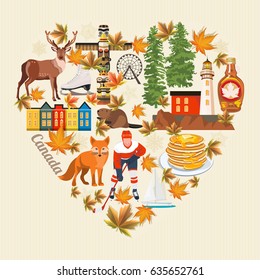 Canada. Canadian tradition vector icons. Banner about canadian culture. 