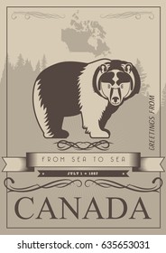 Canada. Canadian tradition vector icons. Banner about canadian culture. 