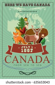 Canada. Canadian tradition vector icons. Banner about canadian culture. 