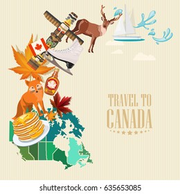 Canada. Canadian tradition vector icons. Banner about canadian culture. 