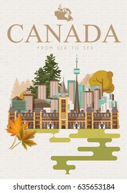 Canada. Canadian tradition vector icons. Banner about canadian culture. 