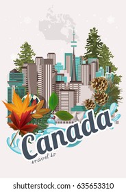 Canada. Canadian tradition vector icons. Banner about canadian culture. 