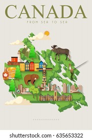 Canada. Canadian tradition vector icons. Banner about canadian culture. 