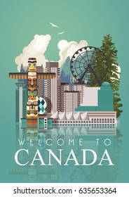 Canada. Canadian tradition vector icons. Banner about canadian culture. 